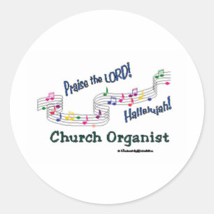 Colourful Notes Organist Classic Round Sticker