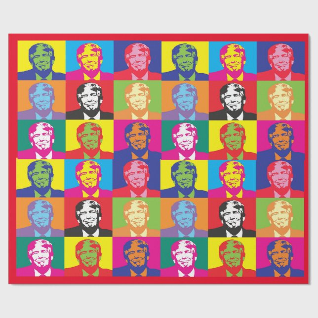Colourful Novelty Donald Trump Wrapping Paper (Flat)
