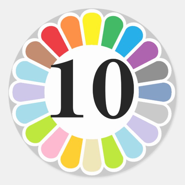 colourful number 10 sticker (Front)