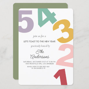 Colourful Number New year eve Party Invitation
