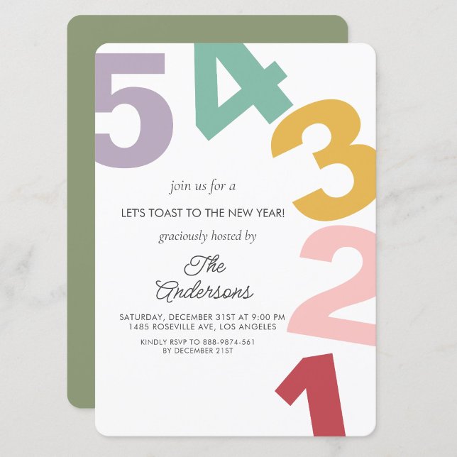 Colourful Number New year eve Party  Invitation (Creator Uploaded)