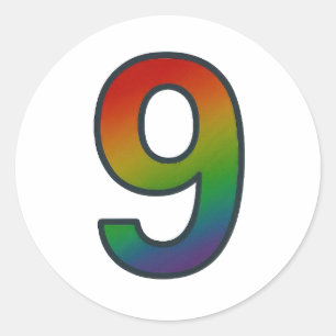 Colourful Number Nine Sticker