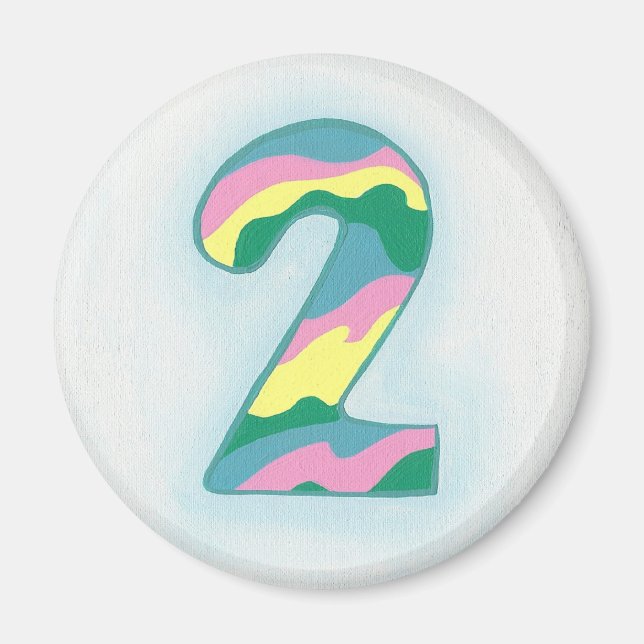 Colourful Number Two Magnet by CherylsArt (Front)