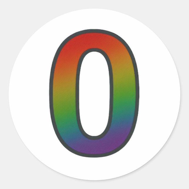 Colourful Number Zero Sticker (Front)