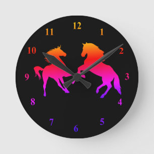 Colourful Numbers and Horse Wall Clock Choose Colo