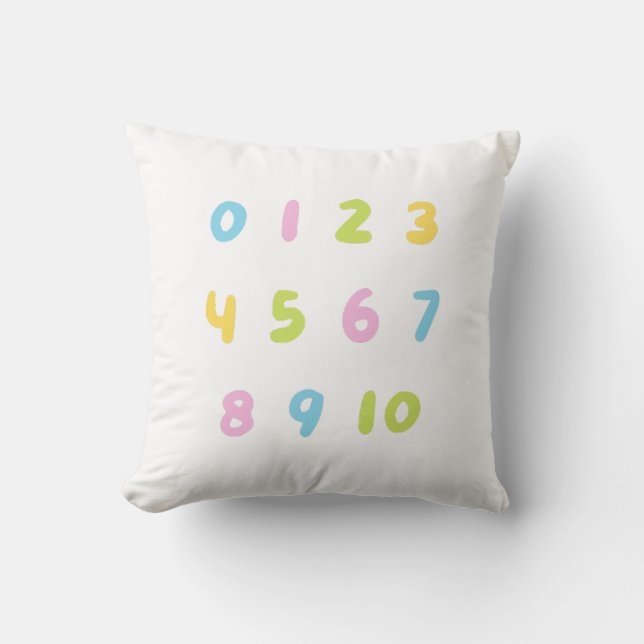 Colourful Numbers For kids Throw Pillow (Front)