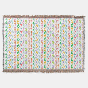 Colourful Numbers Pattern Throw Blanket