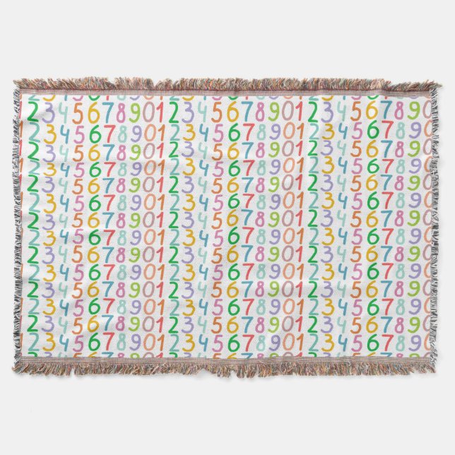 Colourful Numbers Pattern Throw Blanket (Front)