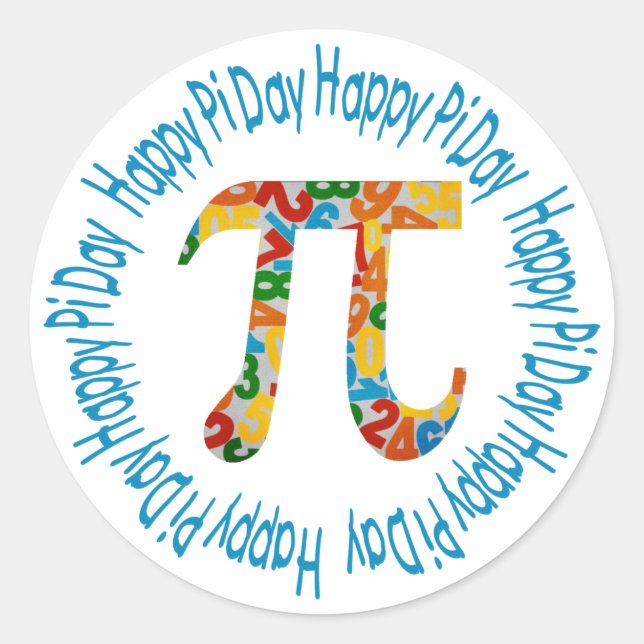 Colourful Numbers Pi Day Gifts and Tees Classic Round Sticker (Front)