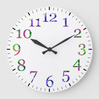 Colourful numbers wall clock. large clock