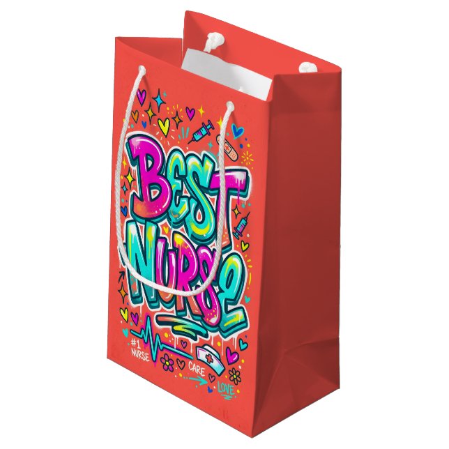 Colourful Nurse Appreciation Paper Gift Bag (Back Angled)