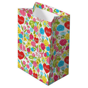 Colourful Nurse Floral Pattern (2) Medium Gift Bag