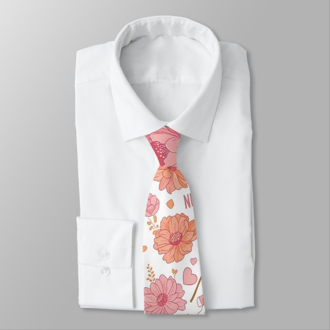 Colourful Nurse Floral Pattern (3) Tie (Tied)