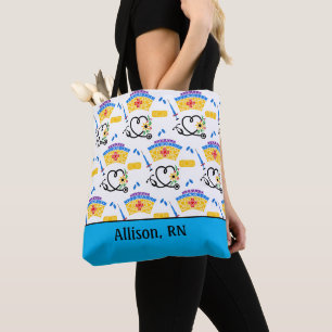 Colourful Nurse Themed Hearts and Stuff  Tote Bag