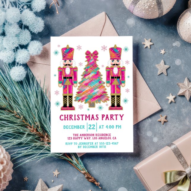 Colourful Nutcracker  Christmas Tree Party Invitation (Creator Uploaded)