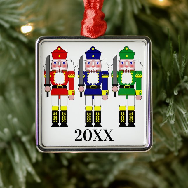 Colourful Nutcracker Soldiers Christmas Metal Ornament (Tree)