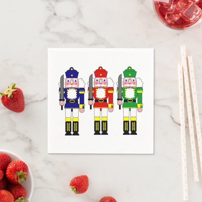 Colourful Nutcracker Soldiers Christmas Napkin (Insitu)