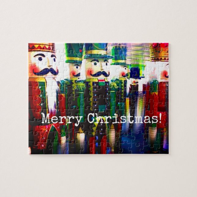 Colourful Nutcracker Soldiers Merry Christmas Jigsaw Puzzle (Horizontal)