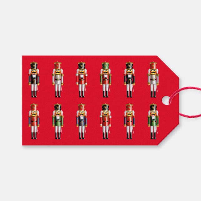 Colourful Nutcrackers Army Cartoon Gift Tags (Front (Horizontal))