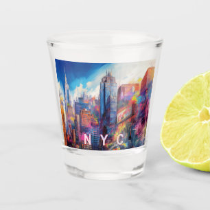 Colourful NYC Skyline Abstract Art Shot Glass