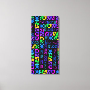 Colourful OBAMA 2012 canvas print, 14 x 30 inches