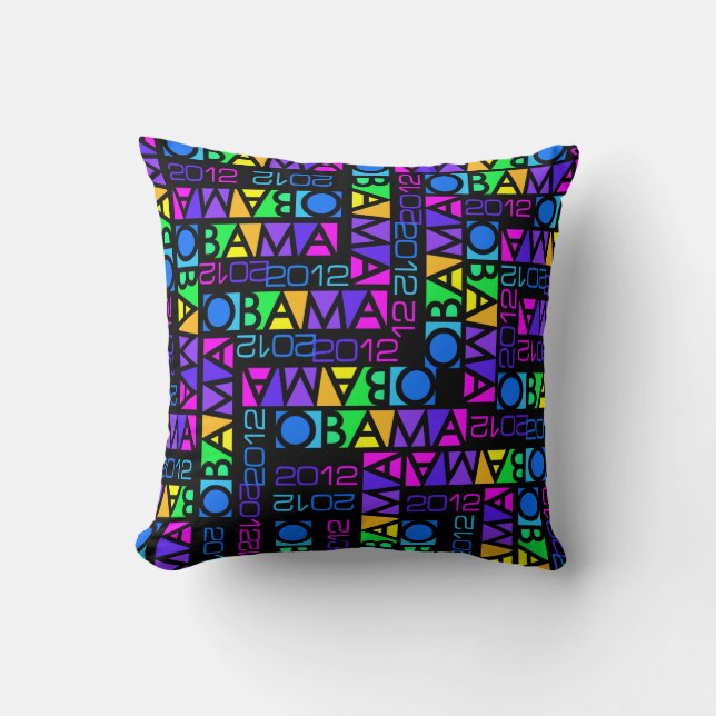 Colourful Obama 2012 throw pillow (Front)