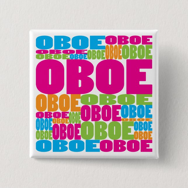 Colourful Oboe 2 Inch Square Button (Front)