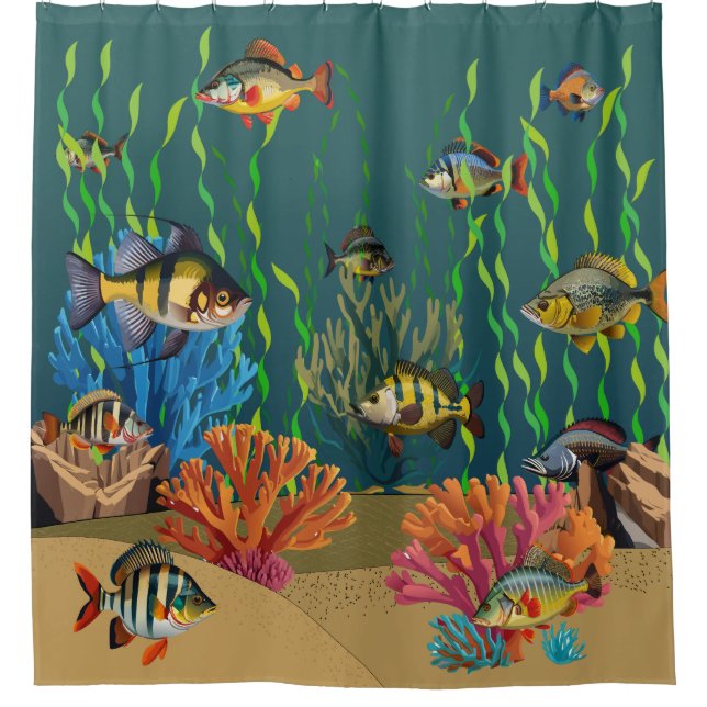 Colourful Ocean Coral Reef Shower Curtain (Front)