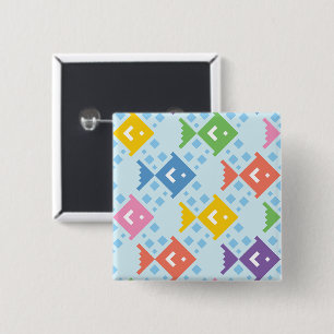 Colourful Ocean Fish Pattern 2 Inch Square Button