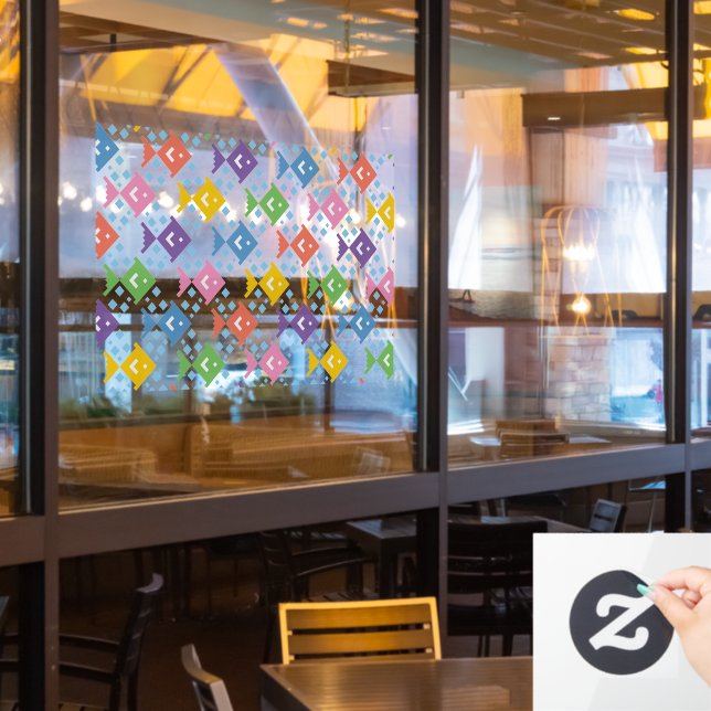 Colourful Ocean Fish Pattern Window Cling (Restaurant Window)
