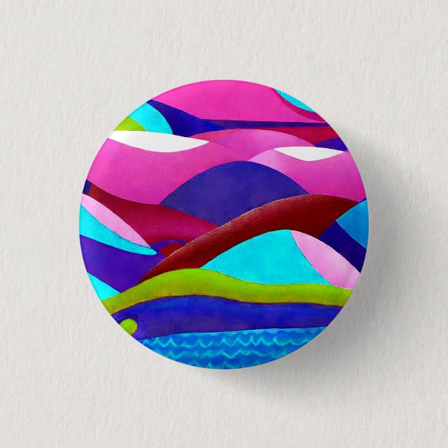 Colourful Ocean Hills 1 Inch Round Button (Front)