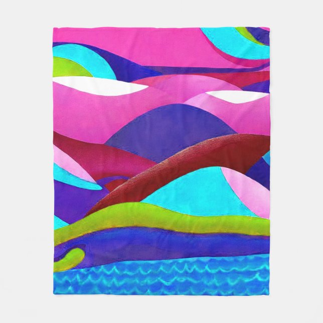 Colourful Ocean Hills Fleece Blanket (Front)