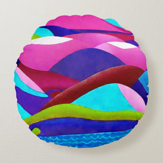 Colourful Ocean Hills Throw Pillow (Front)