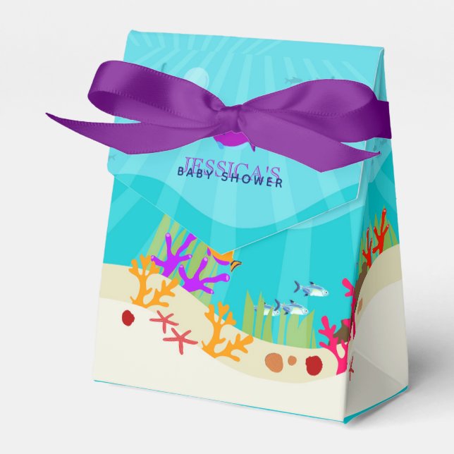 Colourful Ocean Sea Animals Baby Shower Favor Box (Front Side)