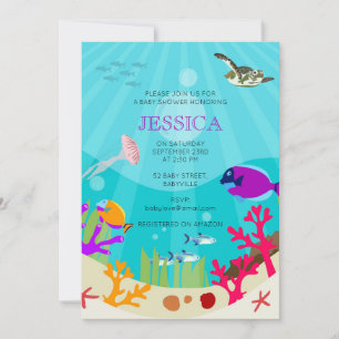 Colourful Ocean Sea Animals Baby Shower Invitation