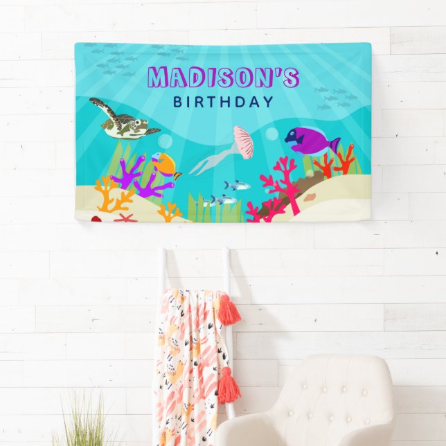 Colourful Ocean Sea Animals Kids Birthday  Banner (Insitu)