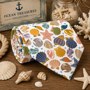 Colourful Ocean Sea Animals Pattern  Tie