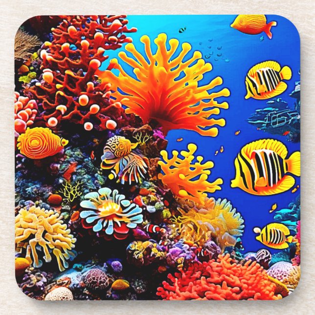 Colourful Ocean Underwater Life Coaster (Front)