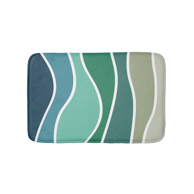Colourful ocean waves bath mat (Front)