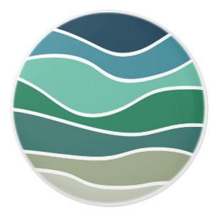 Colourful ocean waves ceramic knob