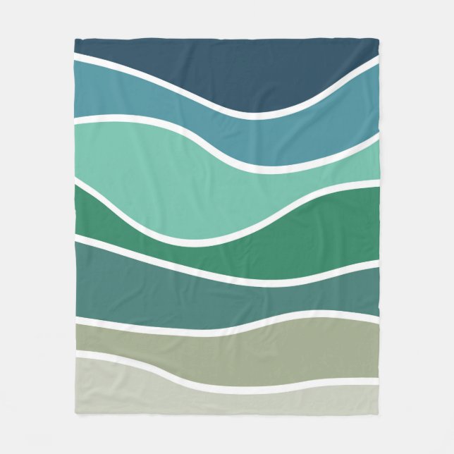 Colourful ocean waves fleece blanket (Front)
