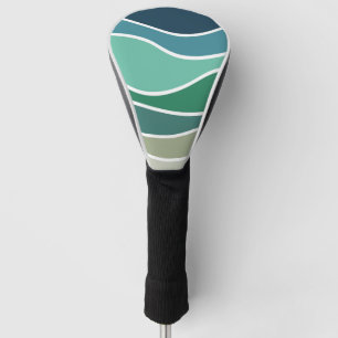 Colourful ocean waves golf head cover