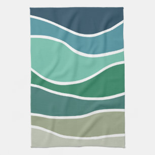 Colourful ocean waves kitchen towel
