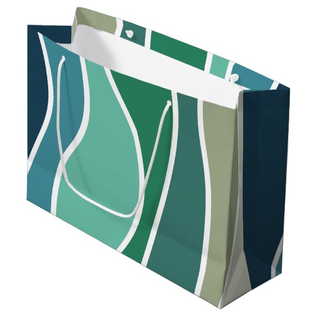 Colourful ocean waves large gift bag (Front Angled)
