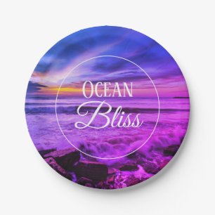 Colourful Ocean Waves Paper Plate