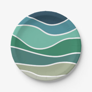 Colourful ocean waves paper plate