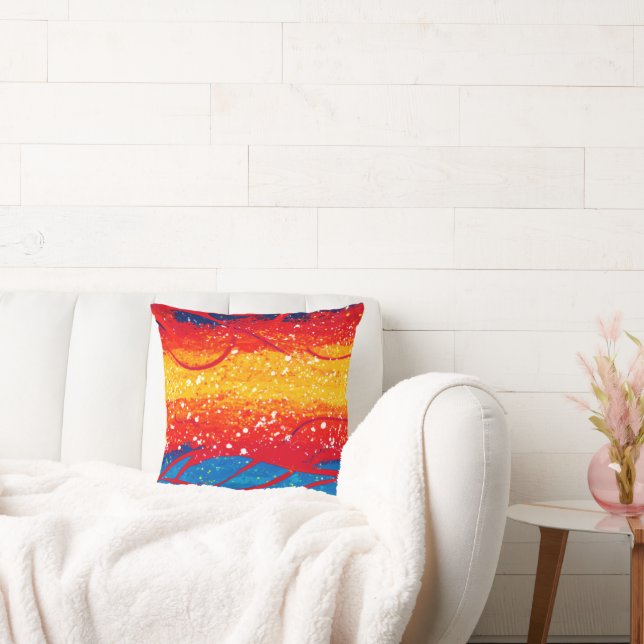 Colourful Ocean Waves Patterns. Buy Now Throw Pillow (Couch)