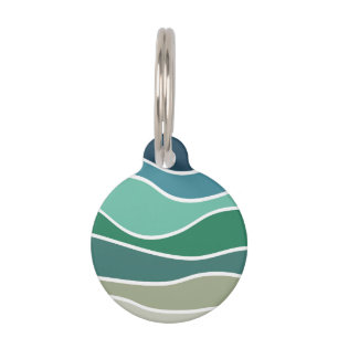 Colourful ocean waves pet tag