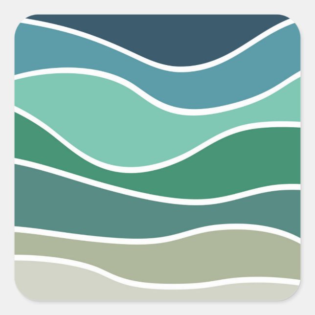 Colourful ocean waves square sticker (Front)