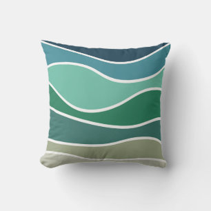 Colourful ocean waves throw pillow
